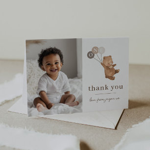 Urso 3 Balões Marrons Cartões de agradecimentos de