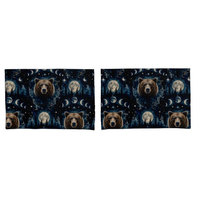 Urso ao Luar Padrão Aquarela | Floresta Celestial (Frente - conjunto)