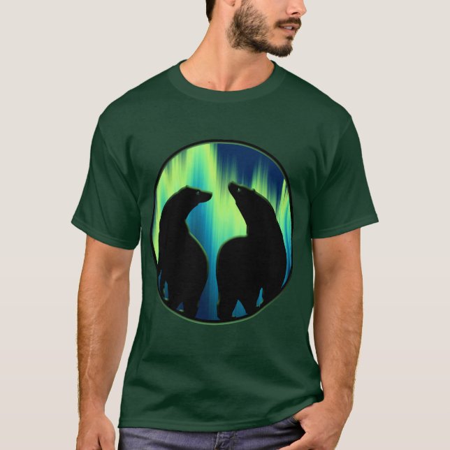 Urso-Arte Camisa Norte Luzes Urso T-shirts Present (Frente)
