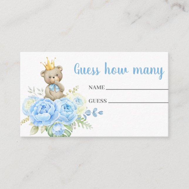 Urso Azul Adivinhe quantos cartões (Frente)