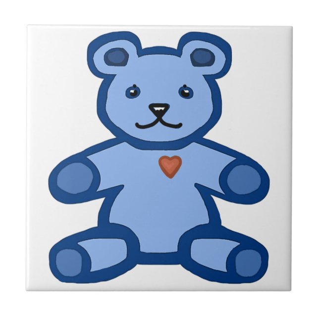 Urso azul peludo com coração amoroso (Frente)