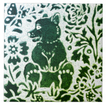 Urso Batik - Floresta Azul Verde Moderna