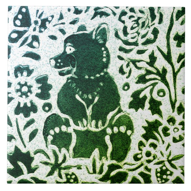 Urso Batik - Floresta Azul Verde Moderna (Frente)