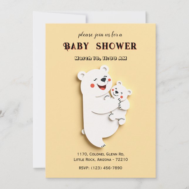 Urso Bebê Bonito com Cartão de Chá de Urso da Mãe (Frente)