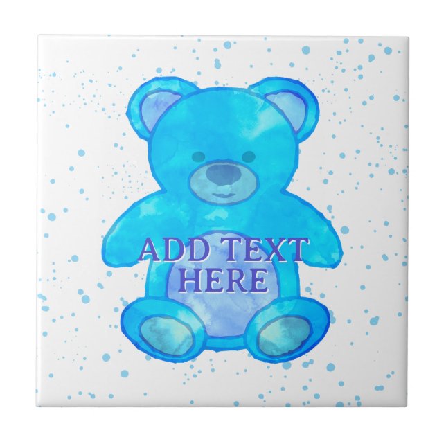 Urso Bebê Escuro em Texto Personalizado Azul (Frente)