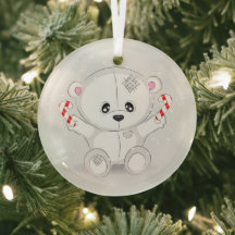 Urso Branco Fofo com Bengalas de Açúcar