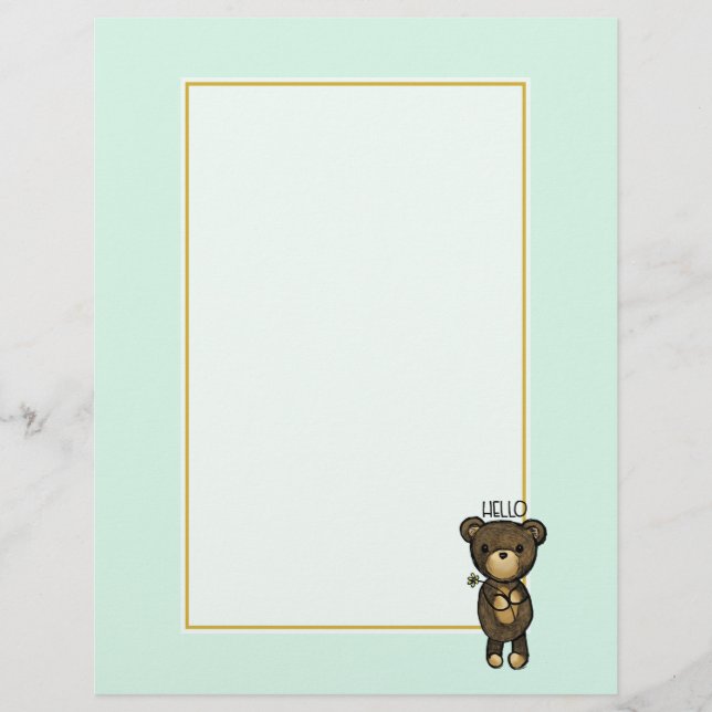 Urso castanho-branco segurando uma flor amarela (Frente)