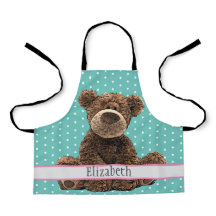 Urso Castanho Cinto Crianças Padrão Animal Azul