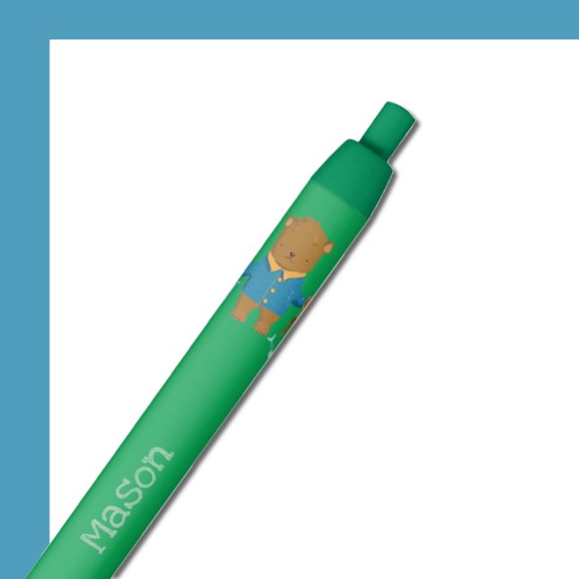 Urso Castanho com Caneta de Criança de Rod (Fishing brown bear kid pen close up . 
Disclaimer : the ink is NOT green .)