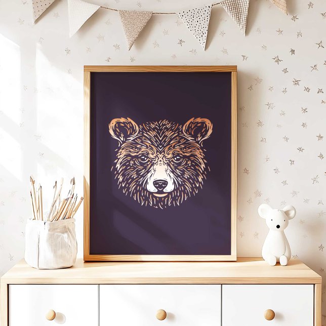 Urso Castanho | Forest Animal Wall Impressão (Woodland Brown Bear Nursery Wall Art Poster Print by TinkPrints.)