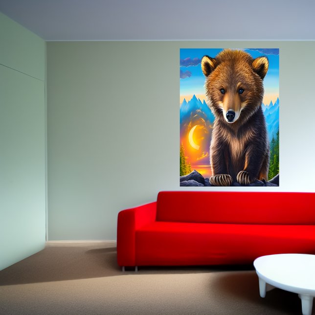 Urso castanho na floresta | AI Art Poster (Criador carregado)