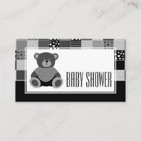 Urso Cinza Patchwork, Convite de Bilhete de Chuvad