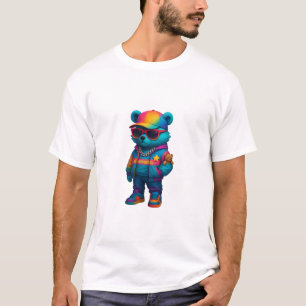Urso Colorido de Hip Colorido da Camisa T