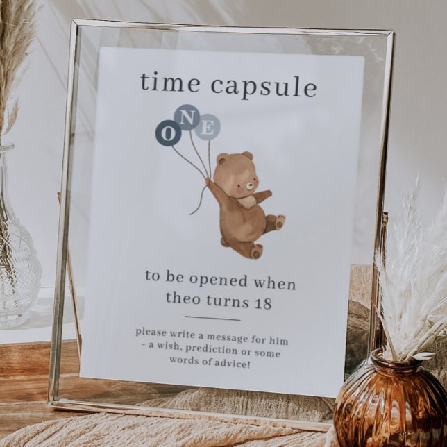 Urso com 3 Balões Azuis Poster da Cápsula (Criador carregado)