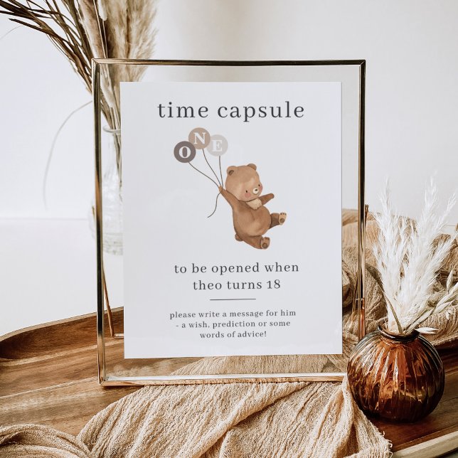 Urso com 3 Balões Marrons Poster da Cápsula do Tem (Criador carregado)