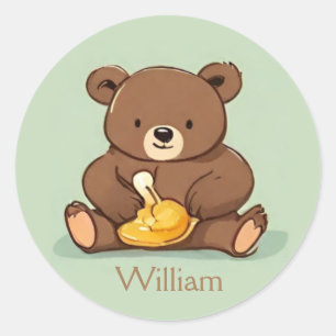 Urso com etiqueta de favor do envelope do adesivo