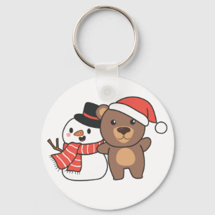 Urso Com Neve No Inverno Para Chaveiro De Natal
