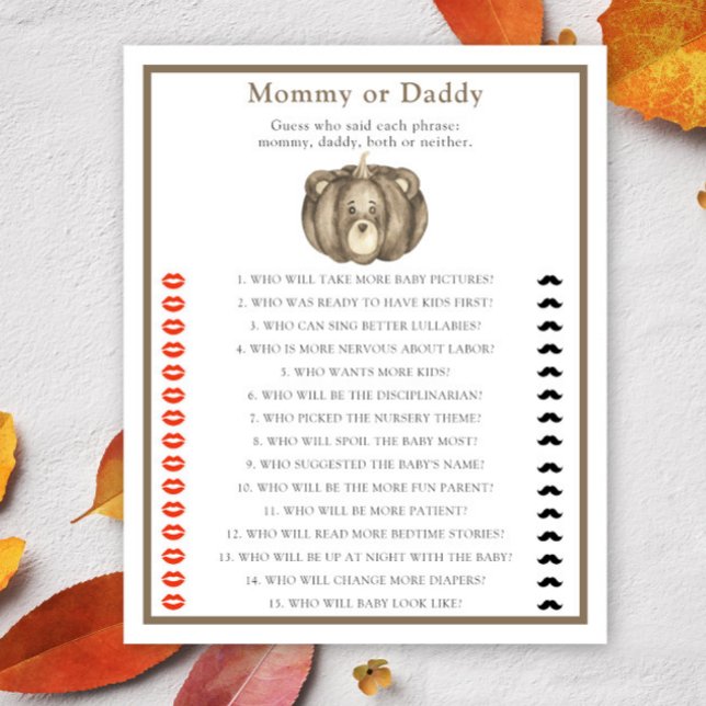 Urso da abóbora - mamãe ou jogo de chá de fraldas (Criador carregado)