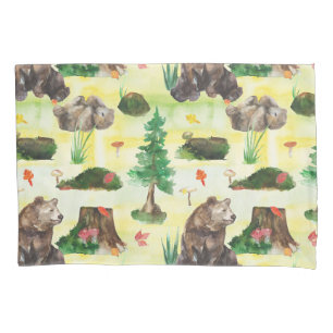 Urso da floresta da aguarela com um filhote de