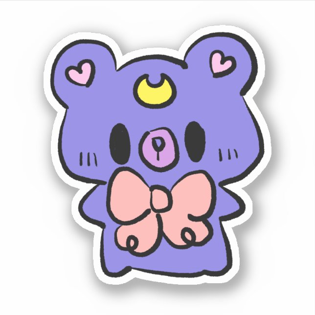 Urso da lua adesivo fofo Kawaii para garotas anime (Frente)