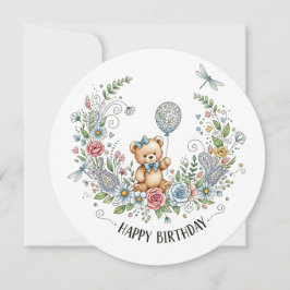 urso de aniversário floral boho