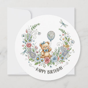 urso de aniversário floral boho