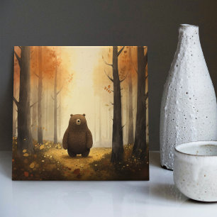 Urso de Aquarela em Florestas para Crianças