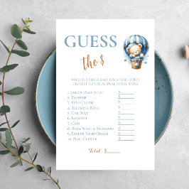 Urso de Balão de Ar Quente Azul Fofo Adivinhe o Pr