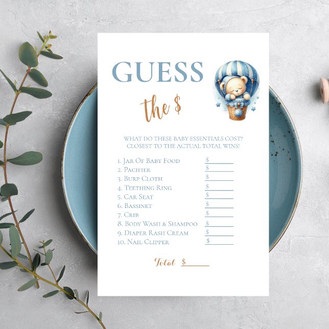 Urso de Balão de Ar Quente Azul Fofo Adivinhe o Pr (Criador carregado)