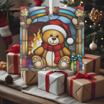 Urso de brinquedo de Natal Vidro Falso Vidro Manch