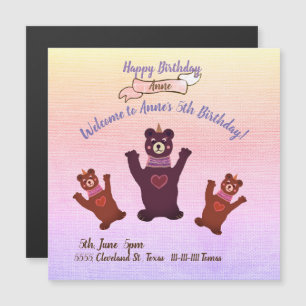 Urso de Convites de festas de aniversários de Meni