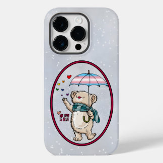 Urso De Inverno Com Guarda-Chuva Na Colo De Bandei