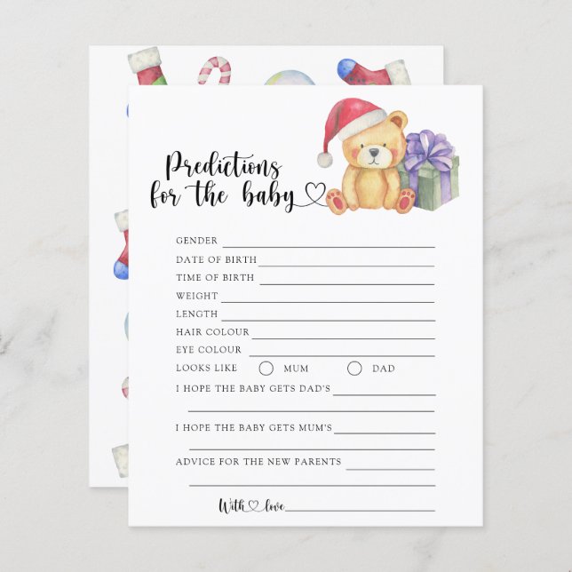 Urso de inverno - previsões e conselhos para bebês (Frente/Verso)