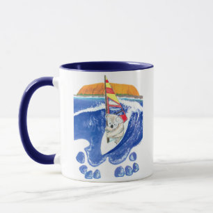 Urso de Koala que Windsurfing o espírito da caneca