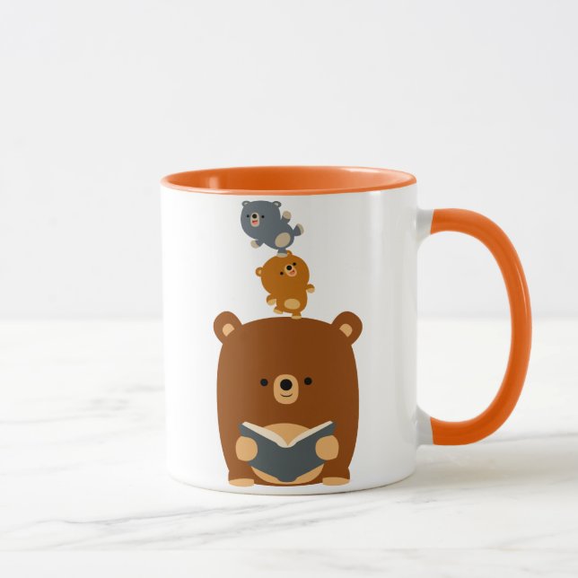 Urso de Leitura de Cartoon e Caneca de Cubs (Direita)