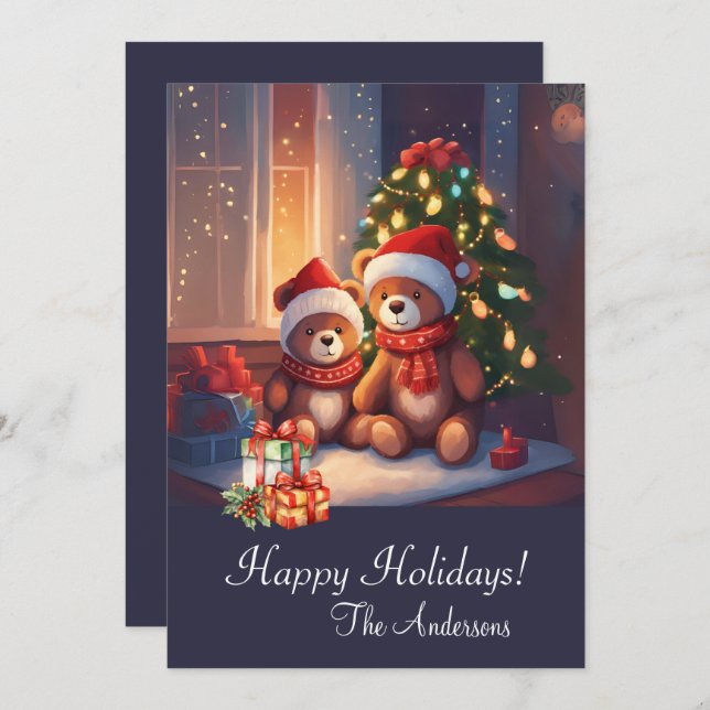 Urso de Natal 10, Feriados Felizes, Cartão de Nata (Frente/Verso)