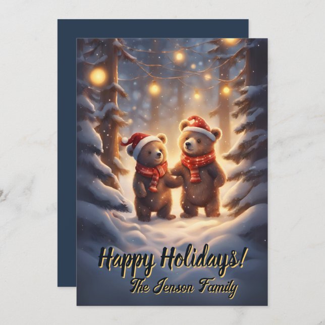 Urso de Natal 14, Feriados Felizes, Cartão de Nata (Frente/Verso)