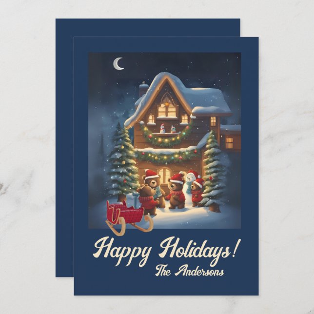 Urso de Natal 1, Feriados Felizes, Cartão de Natal (Frente/Verso)