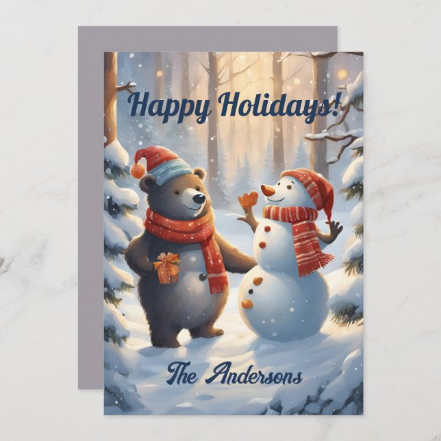 Urso de Natal 4, Feriados Felizes, Cartão de Natal (Frente/Verso)