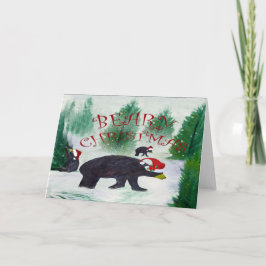 urso de Natal cartões de férias