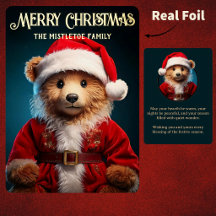 Urso de Natal Teddy Foil Real Foil Plano Fofo