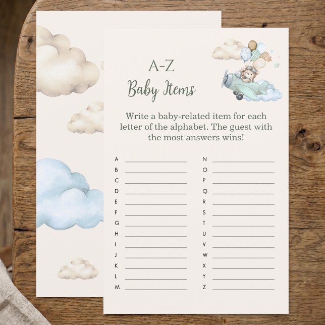 Urso de Pelúcia A-Z Itens de Bebê Jogo de Chuveiro (A to Z Baby Items Game Bearly Wait Airplane Boy)