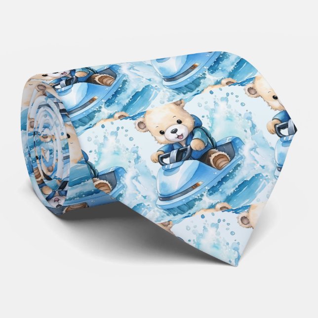 Urso de Pelúcia Azul Jet Ski Gravata (Rolled)