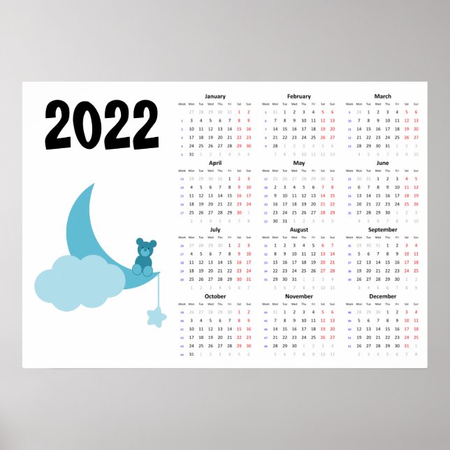 Urso de pelúcia Calendário 2022 Poster - início se (Frente)