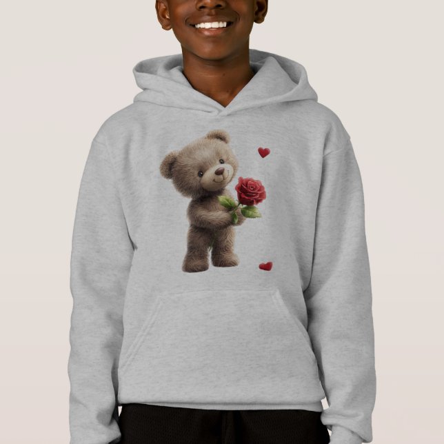 Urso de pelúcia com capuz de rosa presente de Vale (Frente)