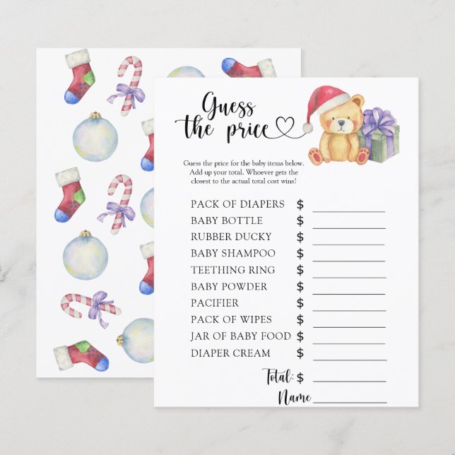 Urso de pelúcia de inverno - Adivinha o preço! Jog (Frente/Verso)