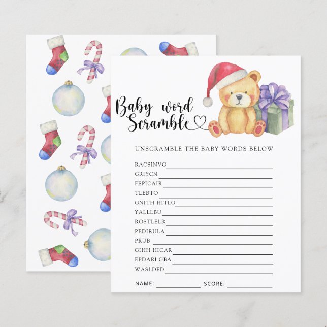 Urso de pelúcia de inverno - Jogo do Bebê (Frente/Verso)