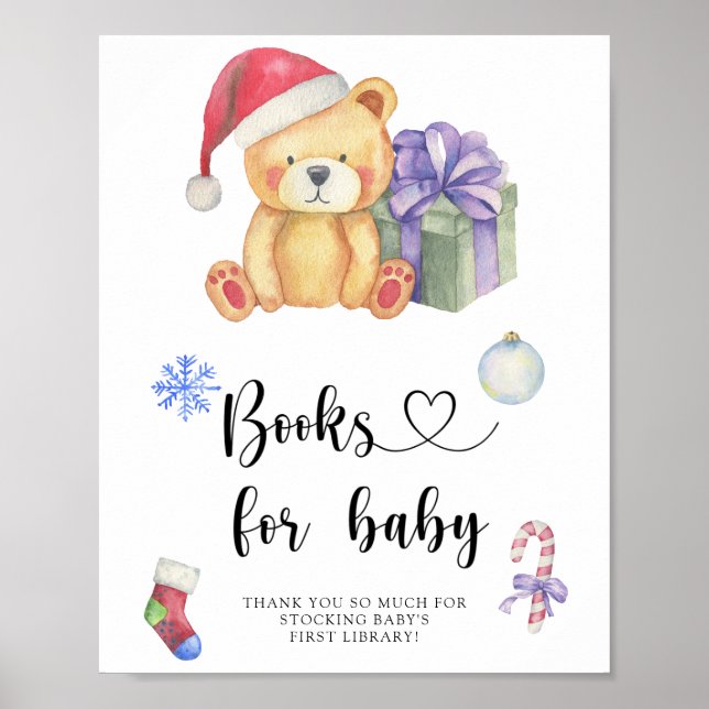 Urso de pelúcia de inverno, livros para poster beb (Frente)