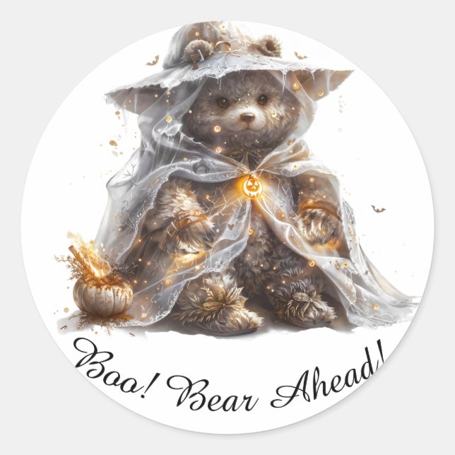 Urso de Pelúcia. Fantasma. Adesivos Clássicos Redo (Frente)