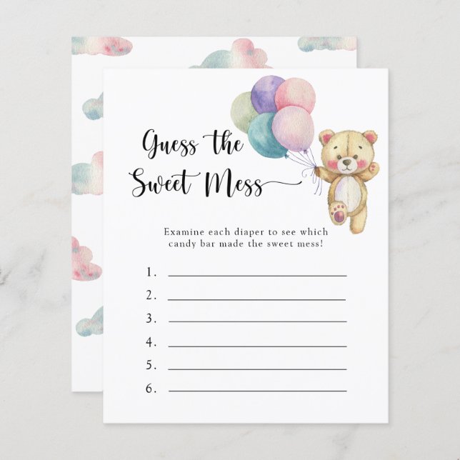 Urso de pelúcia - Jogo Adivinhe a Bagunça Doce (Frente/Verso)